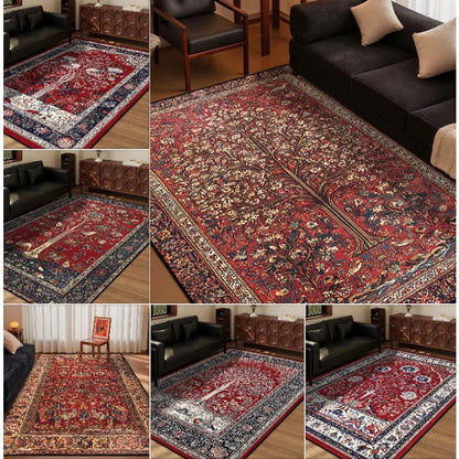 Persian Style Retro Home Living Room Rug Large Size Non-slip Entrance Door Mats Easy Cleaning Soft Bedroom Carpet Decoration