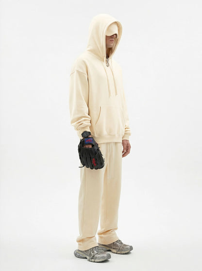 Unisex Cotton Blend Fleece Hoodie And Pants Set With Relaxed Fit And Soft Texture