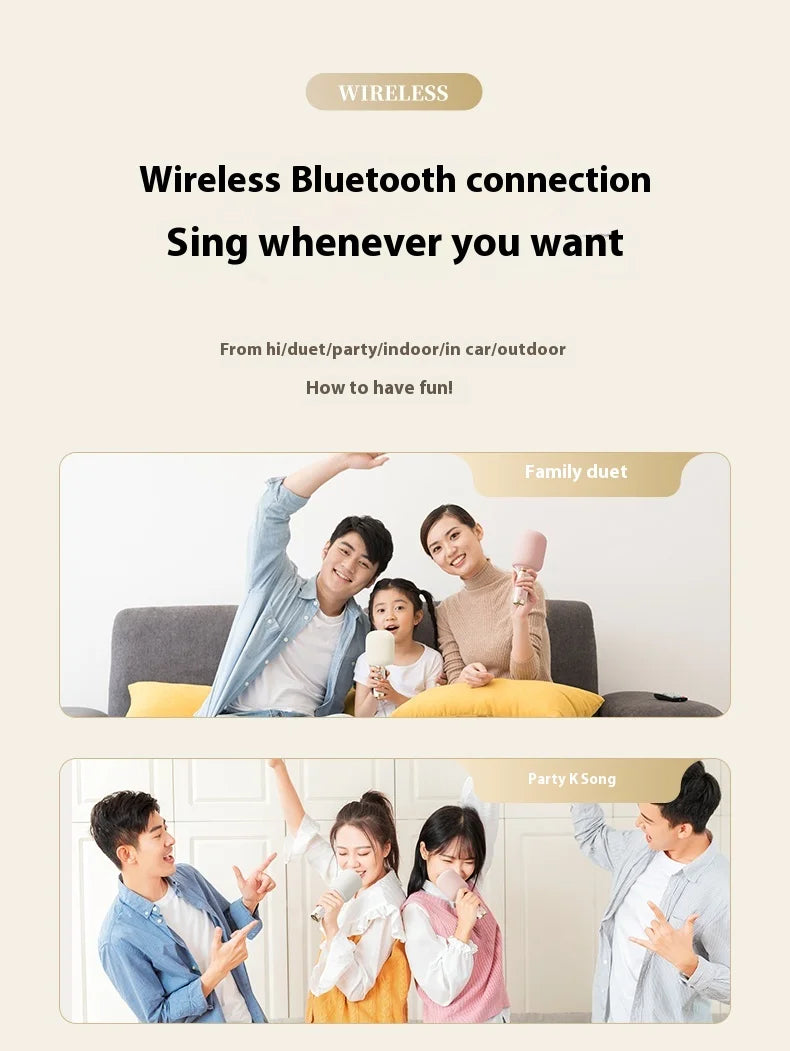 Portable Karaoke Microphone with Built-In Speaker Bluetooth 6W