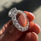Geometric Engagement Ring With Zircon Centerpiece In Sterling Silver