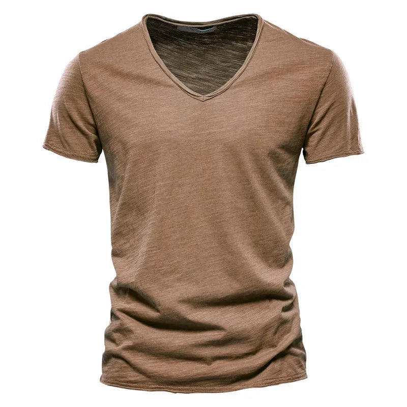 Soft V-Neck Tee For Men With 100 Percent Cotton Breathable Fit