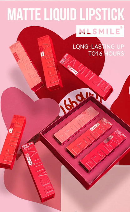 3 PCS Matte Ink Liquid Lipstick Long Lasting Velvet Nude Lip Gloss Non-stick Cup Waterproof Lips Tint Waterproof Make Up