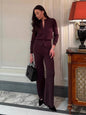 Women’s Knit Cardigan And Pants Set Slim Fit Long Sleeve Winter