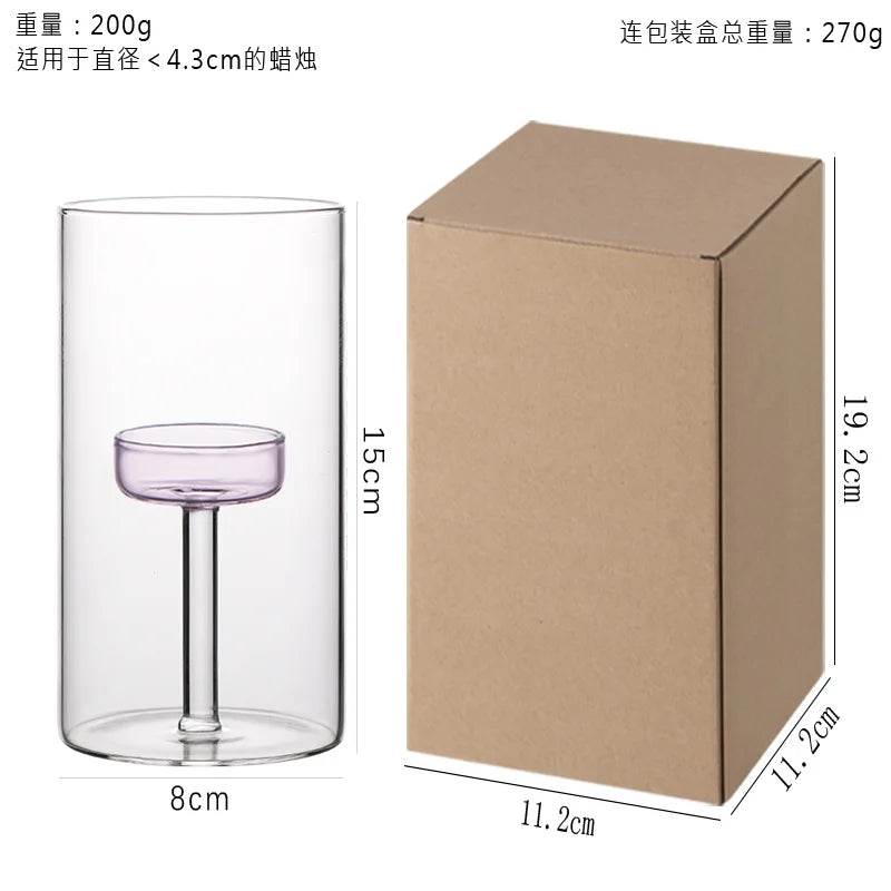 Glass candle holder for block candles and table decor