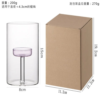 Glass candle holder for block candles and table decor