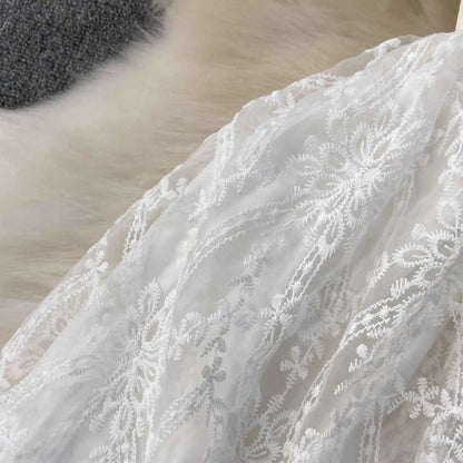 Designer Runway Lace Blazer Dress – Luxury Embroidered Long Gown for Elegant Evenings