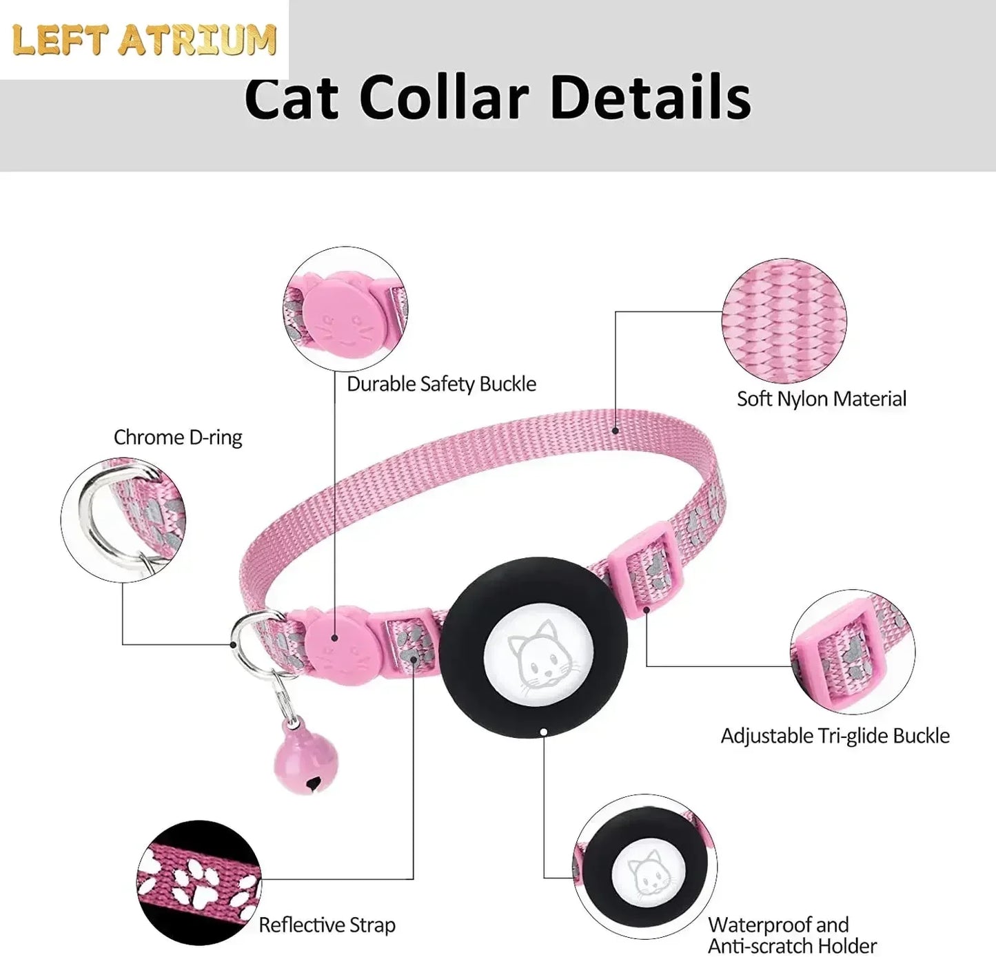Reflective GPS Pet Tracker Collar With Breakaway Waterproof Housing
