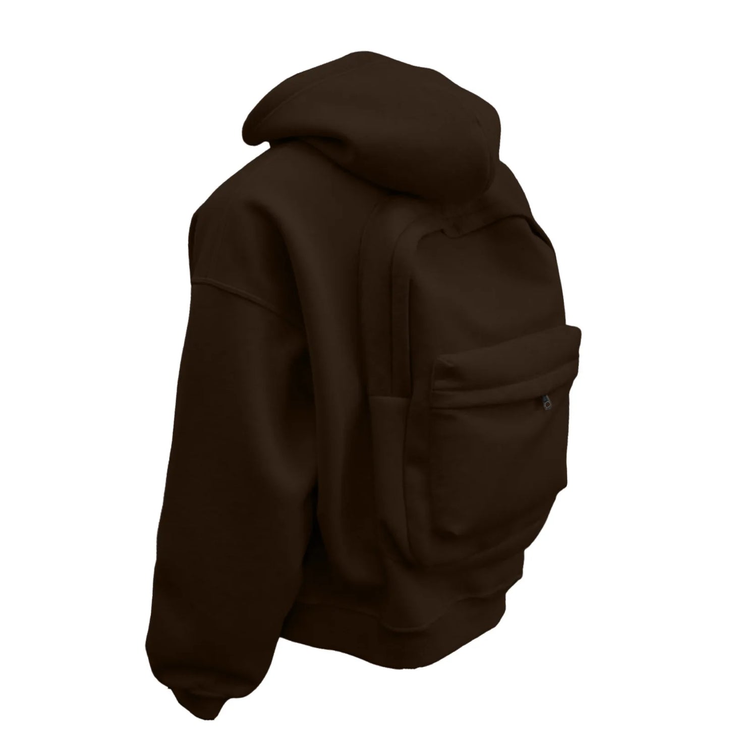 Street Style Backpack Hoodies Men Loose Zip Hooded Sweatshirt Attached Bags and Pockets Y2K Style Integrated School Bag Hoodie