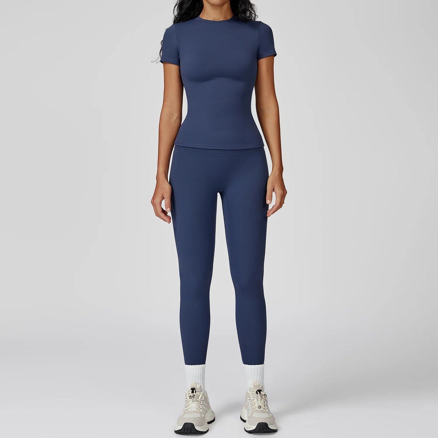 Women Yoga Set 2PCS Workout Set Sportswear Gym Clothing Fitness Long Sleeve High Waist Leggings Cycling Shorts WORKOUT REVOLUTION