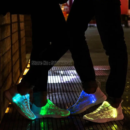 Fiber Optic Fabric Light Up 11 Colors Flashing Teenager Girls&boys Usb Rechargeable Luminous Sneakers Shoes