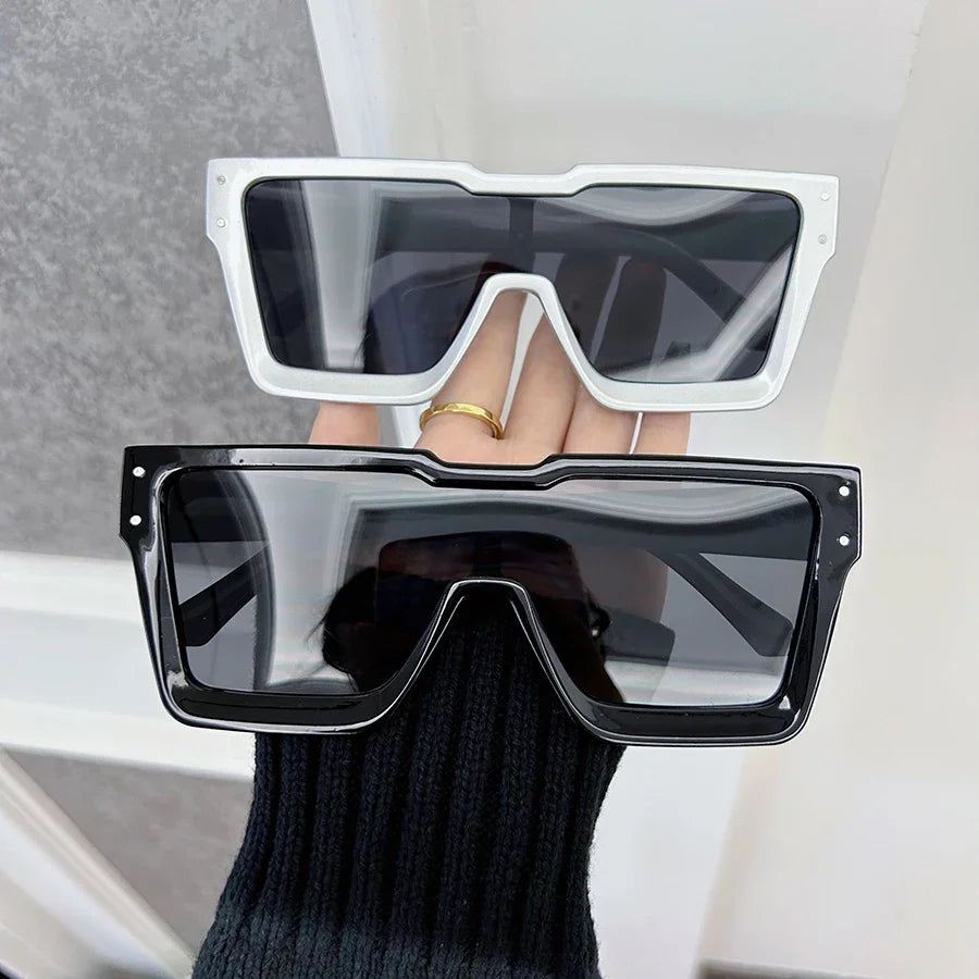 Sunglasses oversized square gradient lenses wide frame flat top sun eyewear