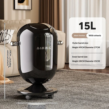 Retro capsule trash can with chrome handles and wheels