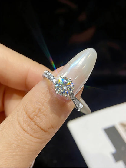Twisted Ring Moissanite 1ct Centerpiece in Sterling Silver for Everyday Wear with Side Zircon Accents