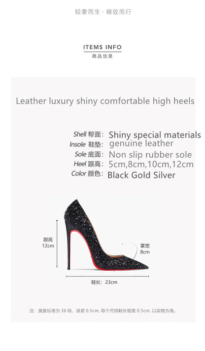 Couture Luxury Red Bottom Glitter Heels | Merch Gone Viral.