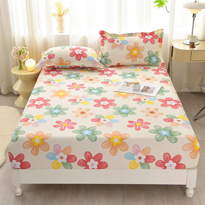 Soft Bedsheet Simple Style Bed Cover Single/Queen/King Size Bed Linen Home Fitted Sheets 침대시트 (Pillowcase Need Order)