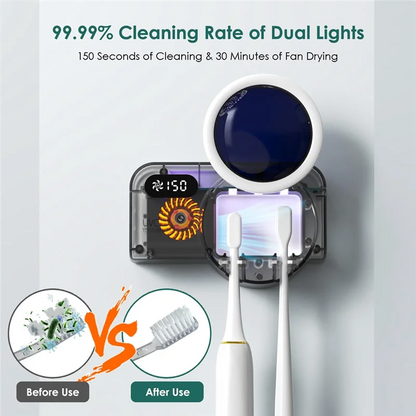 Smart Toothbrush Holder with Wall Mount and Rechargeable Cleaner