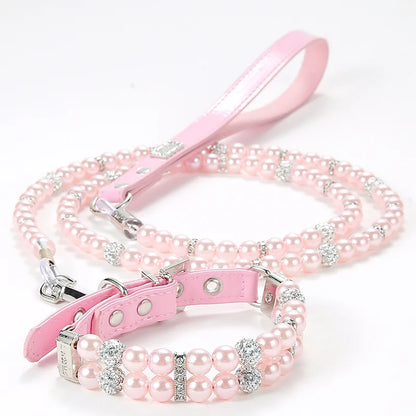 Pet Leash Collar Jewelry Pearl Cat Necklace Small and Medium-sized Dog Harnesses Supplies Wholesale