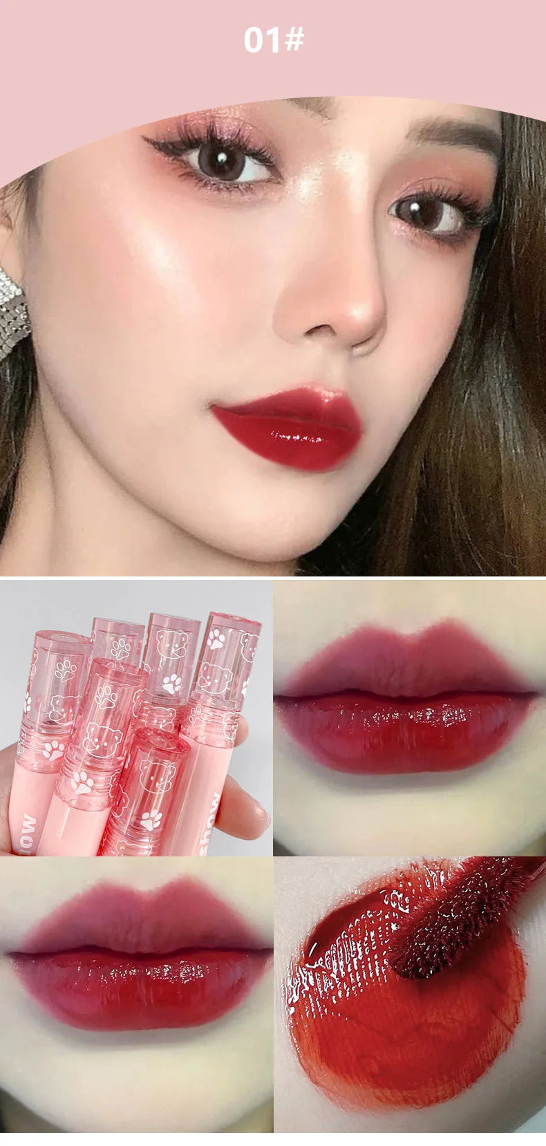 Hydrating Lip Gloss Long Lasting Translucent Red Brown Tint