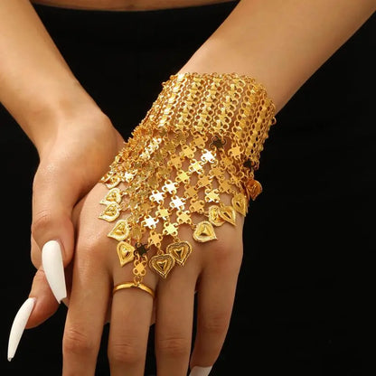Women’s crystal hand chain wrap bracelet with layers