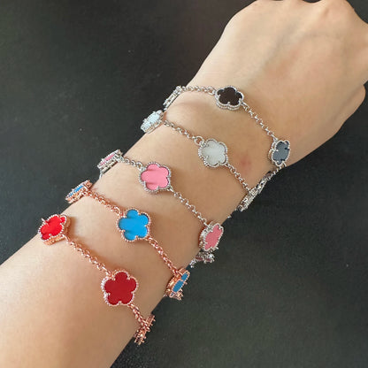 Silver Plated Rose Gold Clover Bracelet - Luxurious High Quality Jewelry for Women