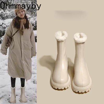 Winter Women Warm Plush Ankle Boots - Comfort Non-Slip Big Size Cotton Short Boots