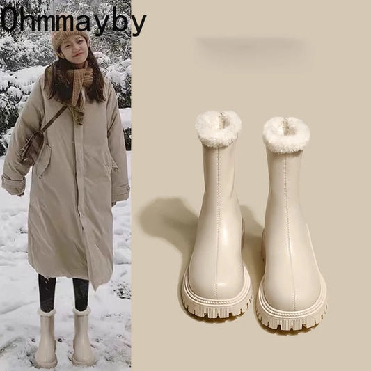 Winter Women Warm Plush Ankle Boots - Comfort Non-Slip Big Size Cotton Short Boots