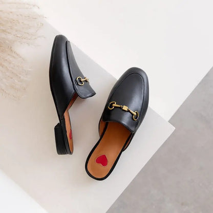 Breathable Mules Genuine Leather Upper for Summer Daily Wear Cushioned