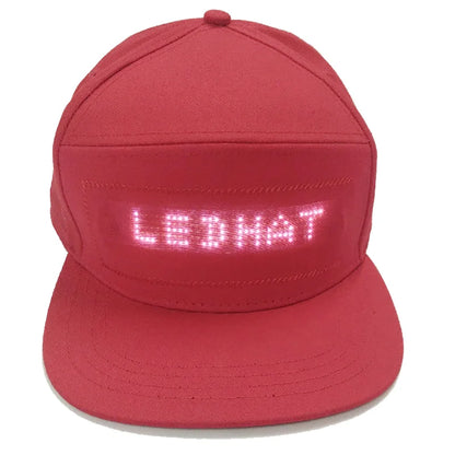 LED message display baseball cap with customizable text
