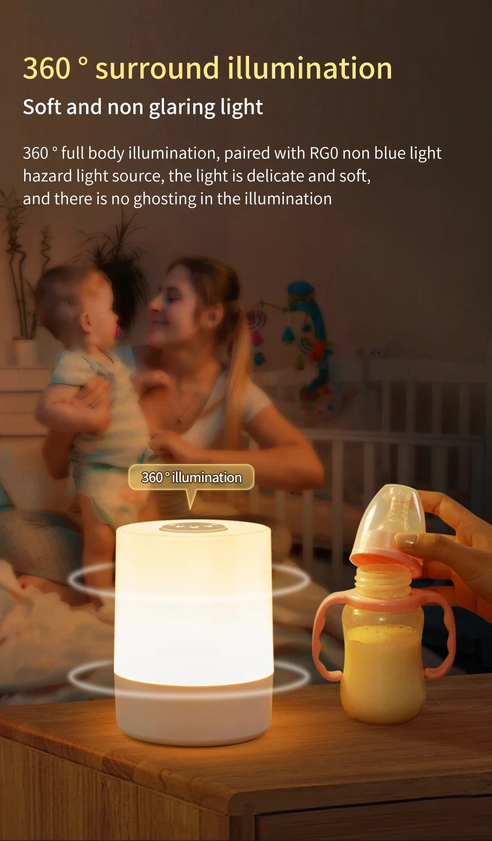 Touch bedside lamp with remote control and three light modes