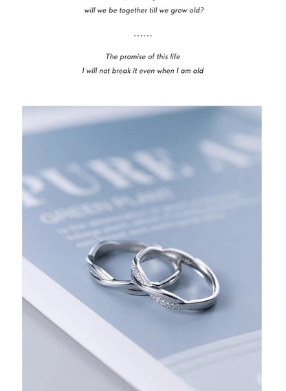 Luxe Engagement Ring for Women Men 925 Sterling Silver Shining Zircon Adjustable Open Ring Fine Jewelry Bijoux