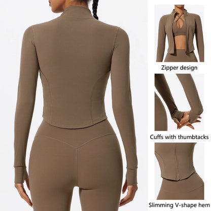Ultra-Soft Fabrics Casual Tight Sports Jackets Women Zipper Yoga Clothes Quick-Dry Long Sleeve SPORTSWEAR REVOLUTION