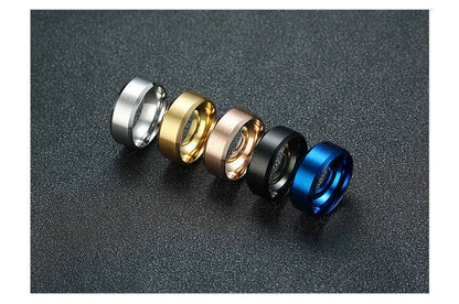 Bold Ring for Men with Stainless Steel Horus Cross Rhodium Plated 8mm