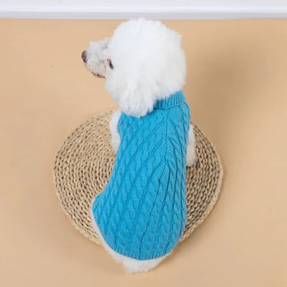 Knitted turtleneck dog sweater for everyday walks and lounging