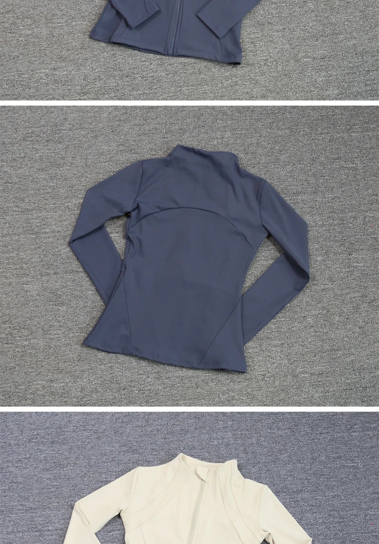 Luxe Yoga fitted Coat Women's Slimming Long Sleeve Fast Running Thin Pilates Fitness Suit Top Clothing
