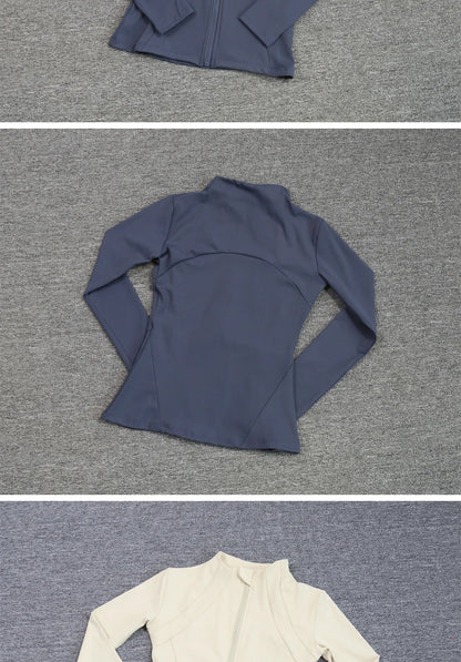 Luxe Yoga fitted Coat Women's Slimming Long Sleeve Fast Running Thin Pilates Fitness Suit Top Clothing