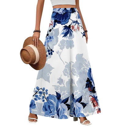 Women's Polyester Palazzo Pants With Pockets And High Waist And Wide Leg Flowing Silhouette