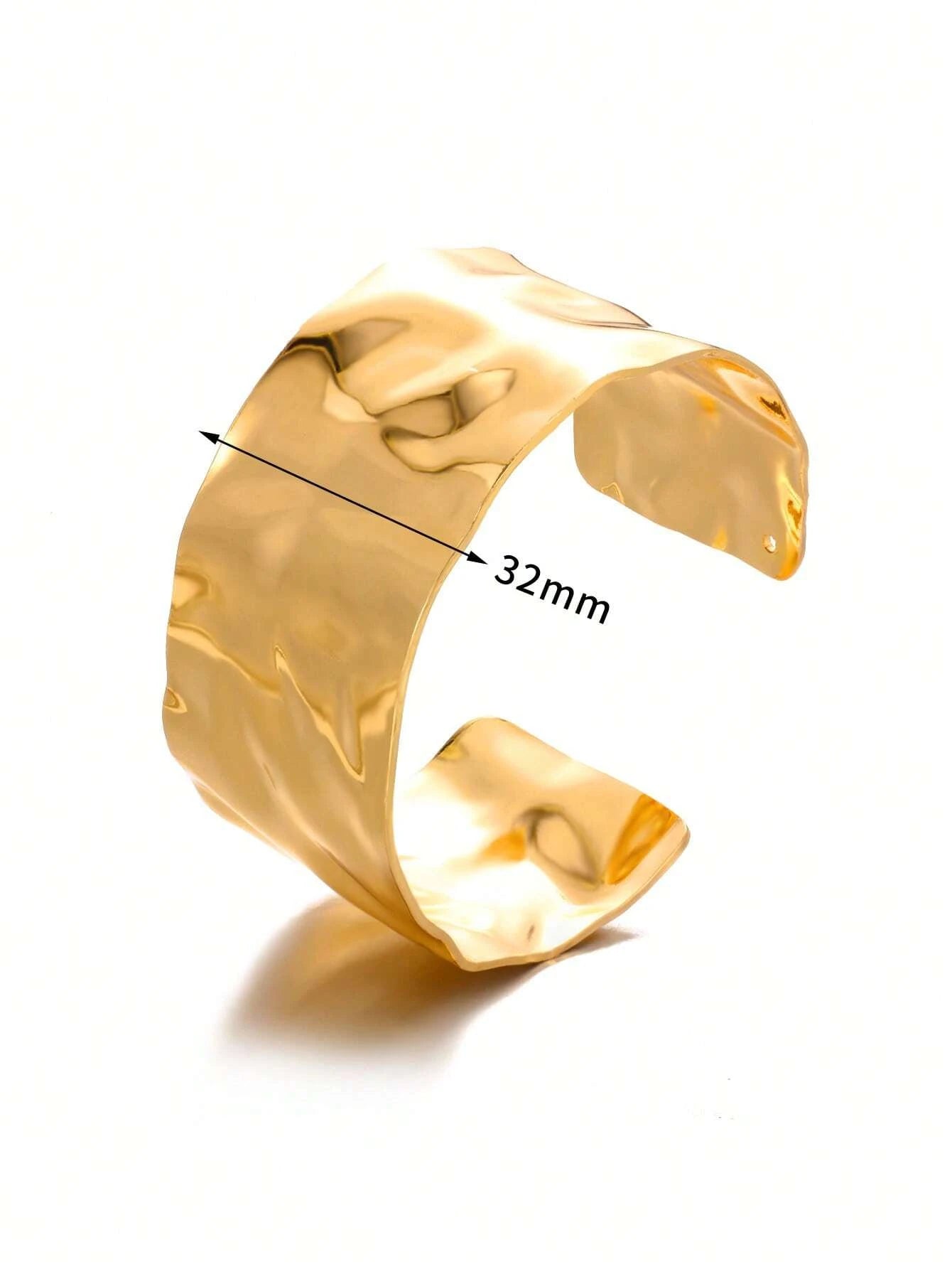 Adjustable Cuff Bracelet Textured Surface Gold Tone for Men and Women Everyday Wear