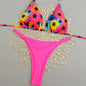 Women's Triangle Lace-Up Bikini Set with Adjustable Straps and Thong Bottom