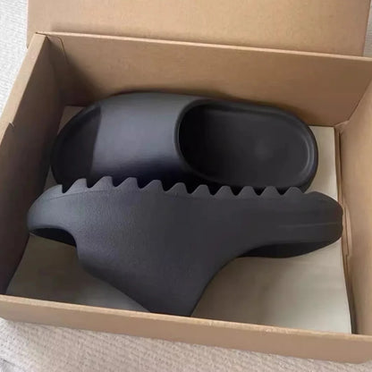 Men's thick-sole platform slides with cushioned footbed