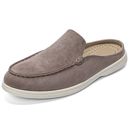 Men's suede-look slip-on mule with open back