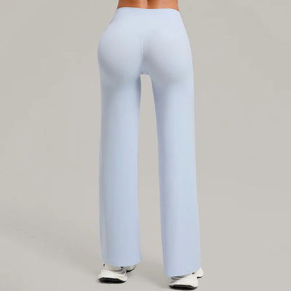 Light blue high waist seamless leggings in a stretchy, sculpting knit for workouts.