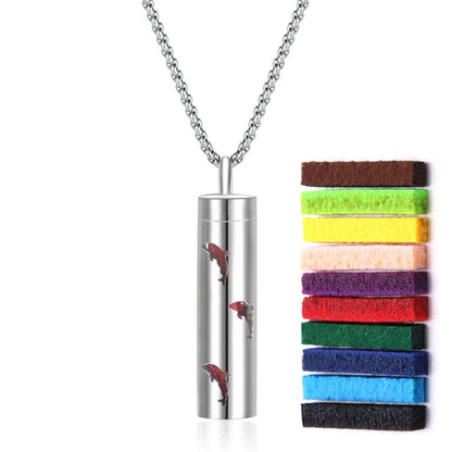 Aromatherapy diffuser necklace with geometric locket pendant