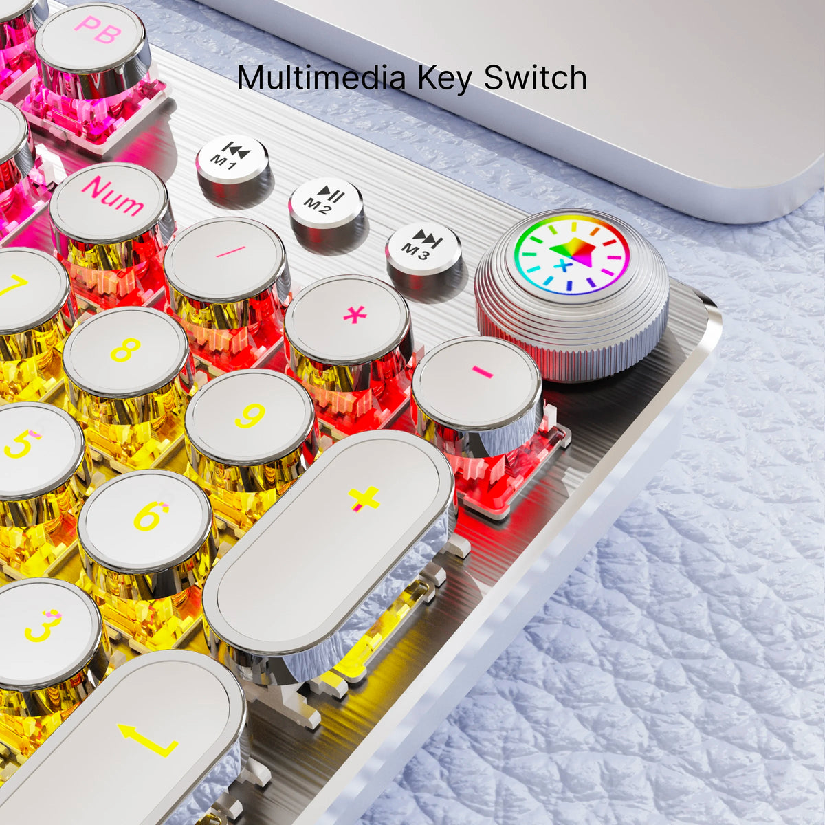 Retro typewriter mechanical gaming keyboard with RGB crystal keycaps