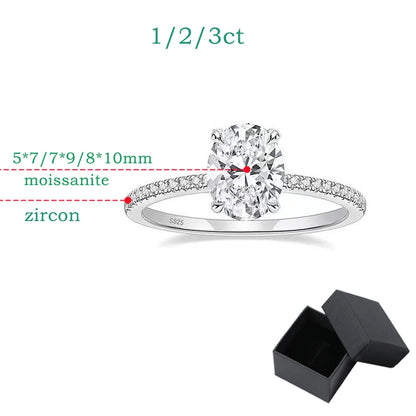 Oval Ring with Moissanite Diamond Like Sparkle in Sterling Silver