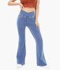 Stretch Pants High Waisted Crossover Flare with Bootcut Silhouette