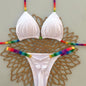 Women's Triangle Lace-Up Bikini Set with Adjustable Straps and Thong Bottom