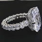 Geometric Engagement Ring With Zircon Centerpiece In Sterling Silver