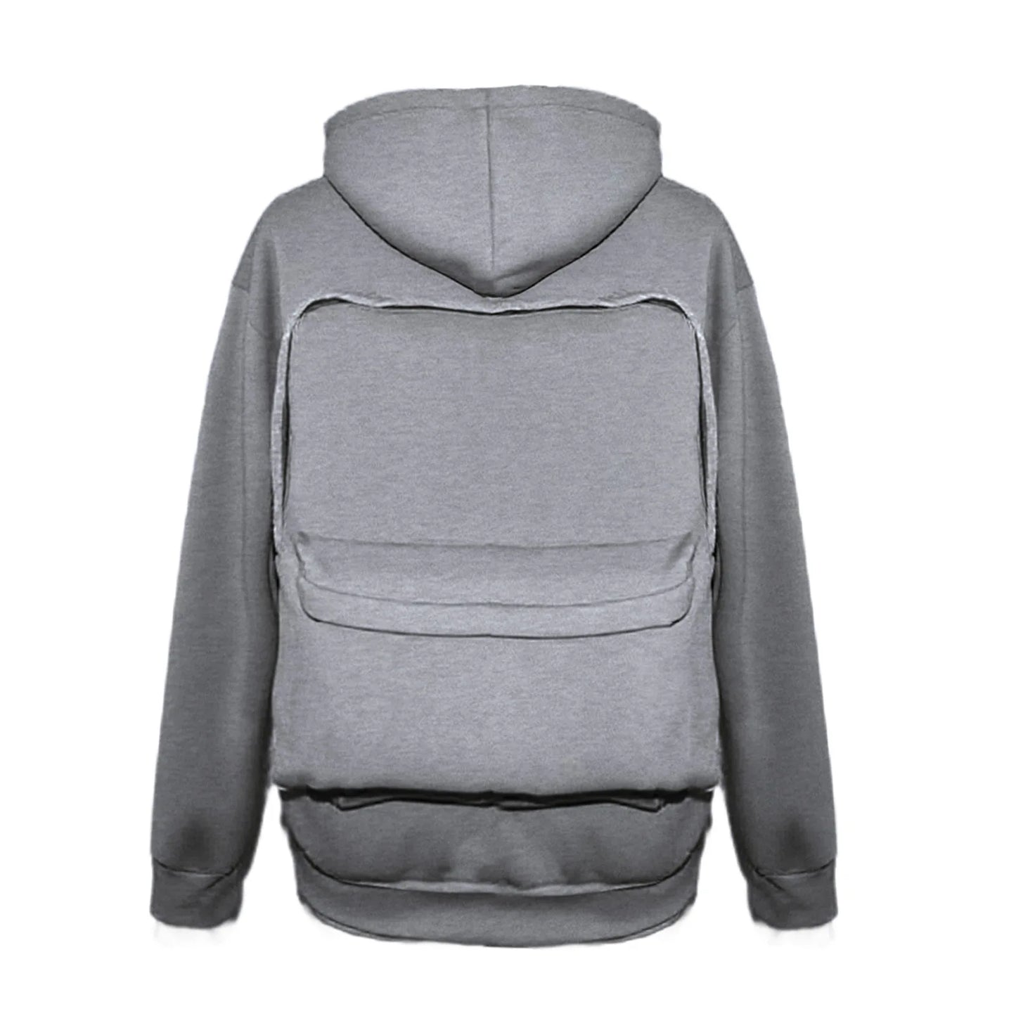 Street Style Backpack Hoodies Men Loose Zip Hooded Sweatshirt Attached Bags and Pockets Y2K Style Integrated School Bag Hoodie