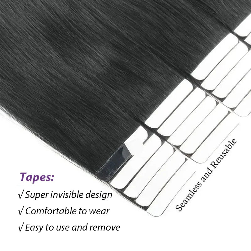 Straight Hair Extensions with Tape In Remy Hair Skin Weft