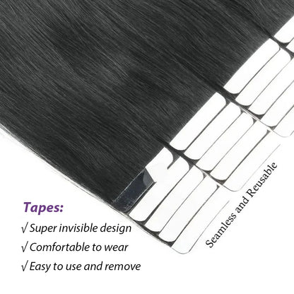 Straight Hair Extensions with Tape In Remy Hair Skin Weft